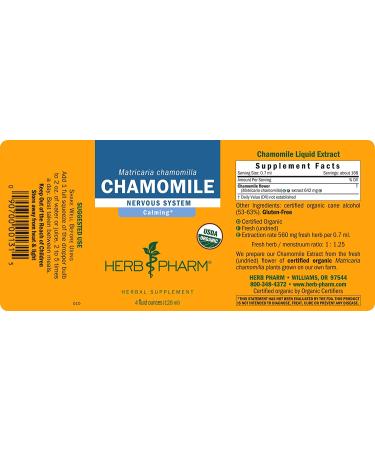 Herb Pharm Organic Chamomile Liquid Extract - Calming Nervous System Support - 4 oz - Buy Online on GoSupps.com