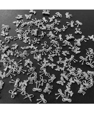 50 Pieces 3D Alloy Bow & Butterfly Nail Charms - Silver Nail Art Decorations for Stunning Nail Designs - Buy Online on GoSupps.com