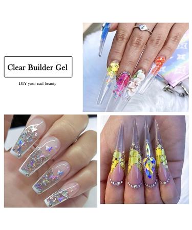 AIMANGO Clear Gel Builder Base Nail Kit - 3 in 1 Builder Gel for Nails, Base Coat & Strengthening - 30g Nail Extension Gel Set for Manicures with 20Pcs Forms and Brush - Buy Online on GoSupps.com