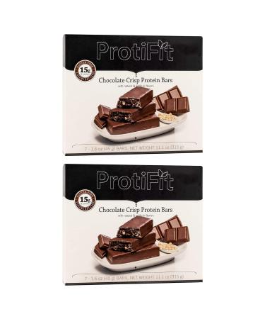 PROTIFIT - Low Calorie Chocolate Crisp Protein Bar 2 Pack High Protein 15g Protein Low Carb Low Sugar Ideal Protein Compatible 7 Servings Per Box (2 Pack)