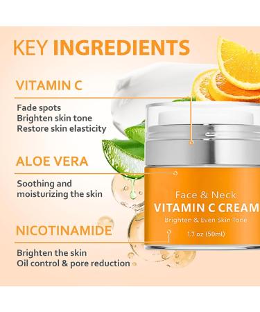 Vitamin C Cream for Face & Neck Cream Face Moisturiser for Women & Men Vitamin C Face Cream with Nicotinamide & Aloe Vera Brightening Day Cream Face Neck Firming Cream Anti Wrinkle Skincare - Buy Online on GoSupps.com