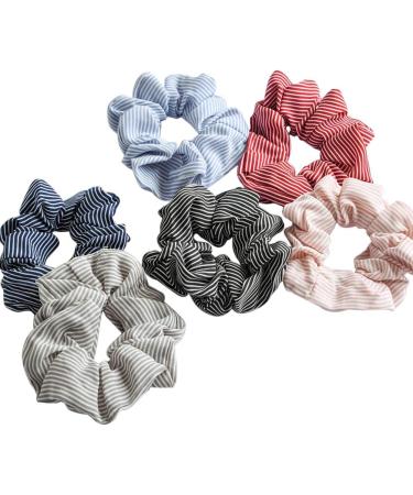 Beaupretty 6PCS Stripe Hair Scrunchies - Stylish Hairbands & Ponytail Holders for Girls | Trendy Hair Accessories - Buy Online on GoSupps.com
