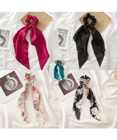 Doromy Floral Hair Scarf Scrunchies - 5 Pack Chiffon Bow Hair Ties for Women and Girls - Buy Online on GoSupps.com