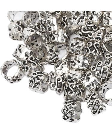 100PCS Ancient Silver Metal Beard Beads - Unique S Shape Dreadlock Decorations for Hair Braiding & DIY Jewelry - Buy Online on GoSupps.com