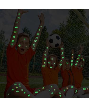 30 Sheets Football Glow Temporary Tattoos Stickers for Kids - Glow in The Dark Soccer Theme Luminous Tattoos - Buy Online on GoSupps.com