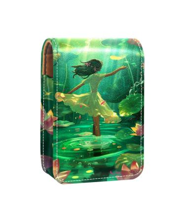 Lipstick Case Leather Lip Gloss Lipstick Organizer with Mirror Mini Lipstick Holder Bag Forest Flower Blossom Elf O090z3obwy