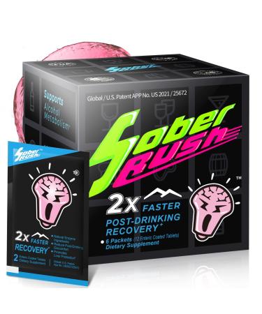 SOBER RUSH|Better Morning After Party Smart|Feel Better Cheers |Support Liver|NADH Patented Formula|Booster Break Down Toxin Hydration Products Cannot (6 Serbings/Box)