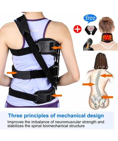 Spinal Back Orthosis Adjustable Scoliosis Corrector with Soft Shoulder Pads 3-point Mechanics Principle Structure and Relieve Pressure Adjustable 4 Levels Heighta and Position for Hunchback - Buy Online on GoSupps.com