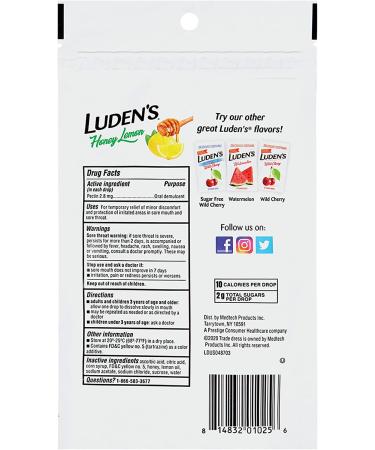Ludens Honey Lemon Throat Drops - 6 Pack (25 Count Each) - Buy Online on GoSupps.com
