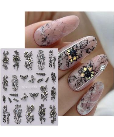JMEOWIO 6 Sheets 3D Embossed Spring Flower Nail Art Stickers Decals Self-Adhesive 5D Colorful Summer Floral Nail Supplies Nail Art Design Decoration Accessories - Buy Online on GoSupps.com