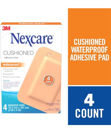 Nexcare Cushioned Adhesive Pad AWP-34-CA Waterproof 3 in x 4 in (76.2 mm x 101 mm) 4/Pack - Buy Online on GoSupps.com