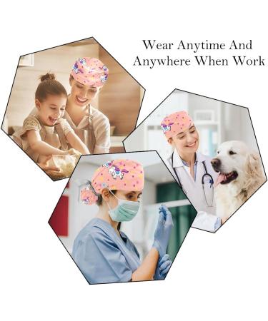 Football Print Scrub Caps for Women - 2PCS Bouffant Working Hats with Ponytail Holder | Pattern 06 - Buy Online on GoSupps.com