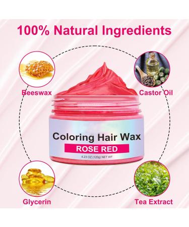 Rose Red Hair Wax Crazy Rose Red Hair Color Spray Temporary Wash-off Semi-permanent Hair Dye Wax One-time Hair Dye without Hurting Hair DIY Hair Styling Dye for Party Halloween &Christmas&Cosplay - Buy Online on GoSupps.com