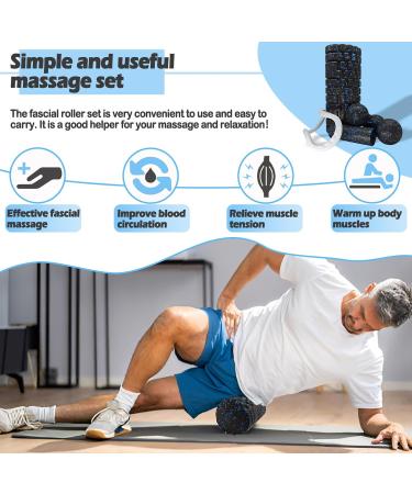 Krtoyust Fascia Roll Set - 3D Textured Massage for Muscle Relaxation | Mini Roll Fascia Ball & Duoball | Black Blue - Buy Online on GoSupps.com