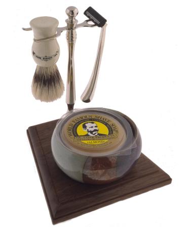Colonel Conk Model 249 5-Piece Santa Fe Cup Shave Set With Mixed Badger Brush Super Bar and Chrome Razor