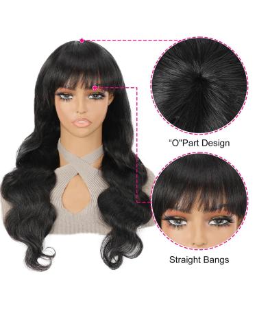 20 Inch Body Wave Human Hair Wig with Bangs - A ALIMICE Glueless Brazilian Wig for Black Women - Buy Online on GoSupps.com