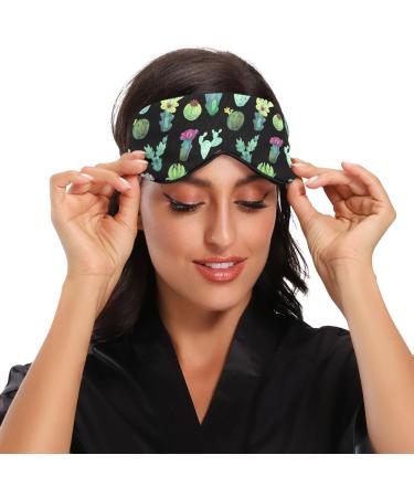 Haskirky Light Blocking Eye Mask - Breathable & Adjustable for Adults - Perfect for Travel, Yoga, Meditation & Office - Deep Sleep Goodies Cactus Design - Buy Online on GoSupps.com
