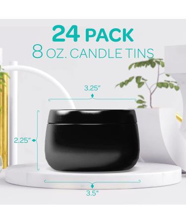 24 Pack Hearts & Crafts Black Candle Tin 8oz with Lids - Bulk Candle Jars for Crafts & Gifts - Buy Online on GoSupps.com