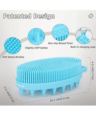 FREATECH 2-in-1 Silicone Body Scrubber - Bath Shower Brush & Scalp Massager for Deep Cleanse - Lathers Well - Easy to Clean - Long-lasting - Light Blue - Buy Online on GoSupps.com