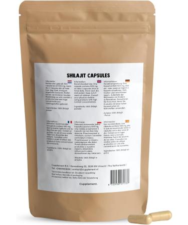  Cupplement 4 sachets of Shilajit 60 Capsules - Free pillbox - 5% Resin Extract - 500 mg per capsule - 100% pure - Superfood - Powder-free - From the Himalayas - Testosterone - Buy Online on GoSupps.com