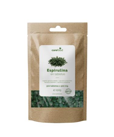 Carefood - Organic Spirulina - 300 100% Organic Superfood Tablets Suitable for Vegans - Natural Super Food Cure with High Nutrient Content and Satietogenic Effect - 150g