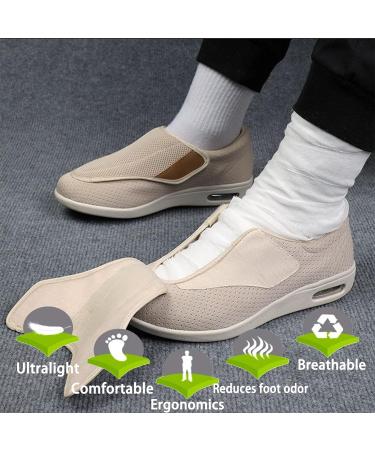 LBSQW Men's Diabetic Shoes Edema Lightweight Walking Sneakers - Wide Width Orthopedic Shoes for Arthritis & Swollen Feet - Light Grey 3E 7 - Buy Online on GoSupps.com