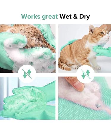 Louis Donne Silicone Cleaning Gloves - Reusable Wash Gloves with Bristles - Dishwashing Gloves with Scrubber - Ideal for Household, Car Washing, and Pet Grooming - Green - Buy Online on GoSupps.com