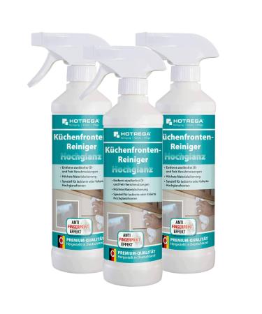 HOTREGA kitchen front cleaner high gloss 500ml - kitchen cleaning kitchen cleaner intensive cleaner front cleaner (3x 500ml)