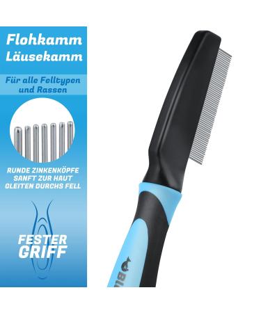 BluePet FlohGo Professional Flea & Lice Comb for Dogs & Cats Gentle Safe Rounded Teeth Pink | International Shipping Available - Buy Online on GoSupps.com