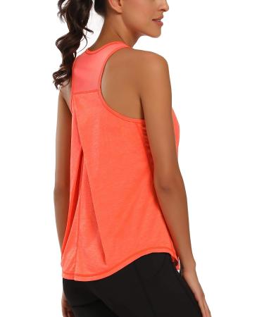 Aeuui Women's Racerback Tank Top | Mesh Yoga Shirt for Gym and Running | Orange - Small - Buy Online on GoSupps.com
