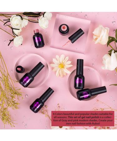 AUBSS Autumn Gel Nail Polish Set - 6 Popular Pastel Colors for Autumn & Winter - Soak Off LED Lamp Kit for DIY Manicure - Great Gift for Home Collection - Grey Pink Nude - Buy Online on GoSupps.com