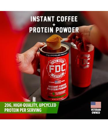 Fire Department Coffee - Veteran-Owned Instant Coffee Protein Powder | 100% American-Grown Plant-Based Protein with Upcycled Barley | 14.1 oz Can - Buy Online on GoSupps.com