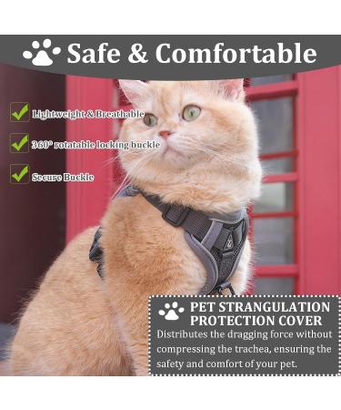 Fineasy Adjustable Cat Dishes & Leash Set - Outbreak-Proof Harness for Cats & Kittens - Gray Medium - Buy Online on GoSupps.com