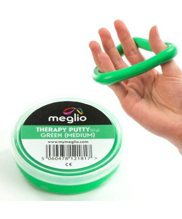 Meglio Therapy Hand Putty 57g - for Hand Exercises Targeting Hand Recovery and Rehabilitation Strength Training and Stress Relief Variable Resistive Strength (Green (Medium))