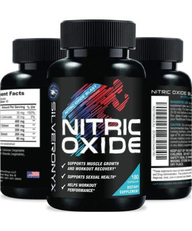 Extra Strength Nitric Oxide Supplement L Arginine 3X Strength - Citrulline Malate, AAKG, Beta Alanine - Premium Muscle Supporting Nitric Booster for Strength & Energy to Train Harder - 180 Capsules 180 Count (Pack of 1)