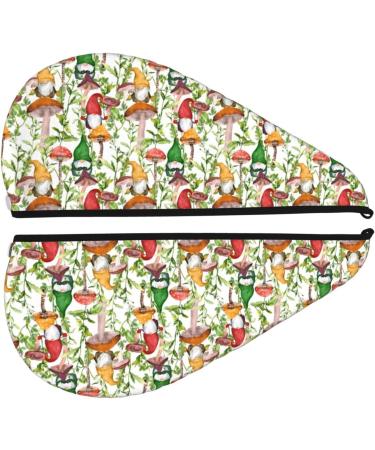 Hair Towel Wrap - Quick Drying Hair Towel Turban with Button (Mushrooms Gnomes) - Perfect for Effortless Hair Care - Buy Online on GoSupps.com