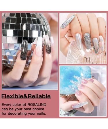 ROSALIND Blue Glitter Poly Nail Gel Set - 6PC 15ML Colors for Super Shiny Diamond Nail Extensions - Easy & Trendy Gel Nails for Beginners - Buy Online on GoSupps.com