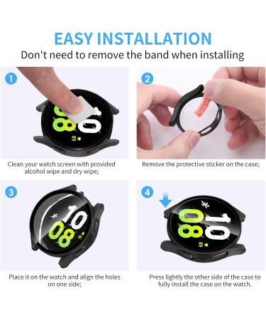 3 Pack Galaxy Watch 5/4 40mm Screen Protector & Bumper Case - Compatible with Samsung Watch5 / Watch4 - Black/Silver/Rose Gold - Buy Online on GoSupps.com