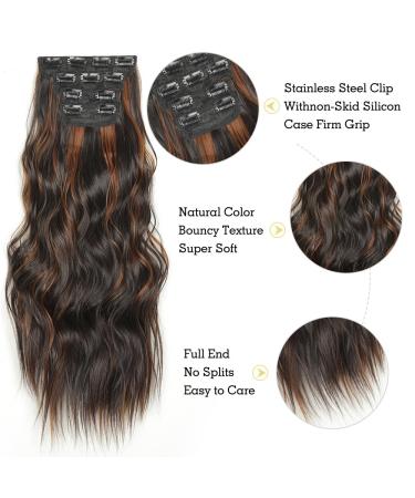 YDDM 20 Clip-In Wavy Hair Extensions - Natural Look Affordable Synthetic Hair 4pcs for Women (Color P4/30) - Buy Online on GoSupps.com