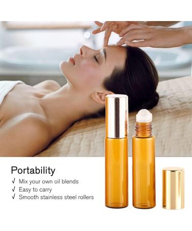 GNAUMORE Roller Bottles Essential Oils Roller Bottles Amber Glass Roll on Bottles with Golden Lids Amber Glass Roller Bottles for Fragrance Lotion Aromatherapy - Buy Online on GoSupps.com