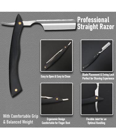 Stainless Steel Cut Throat Razor Kit with Leather Sharpener - Perfect Gift for Men - M&LD Straight Edge Razor Blades for Barber and Home Use - Buy Online on GoSupps.com