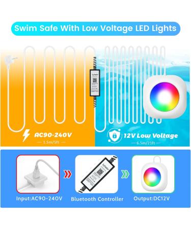 Lylmle 20W LED Pool Lights - Smart Color Changing Underwater Lights with App Control Dimmable Timer Schedule & IP68 Waterproof - 12V Magnetic Pool Lighting with 8m Installation Cable - Buy Online on GoSupps.com
