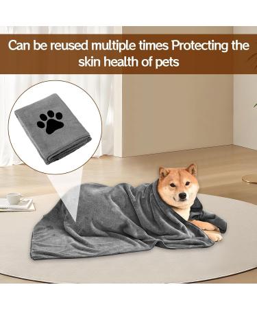 Naoketent Extra Absorbent Dog Towels - 2 Microfiber Quick-Dry Cloths for Dogs & Cats | Gray Pet Towels - Buy Online on GoSupps.com