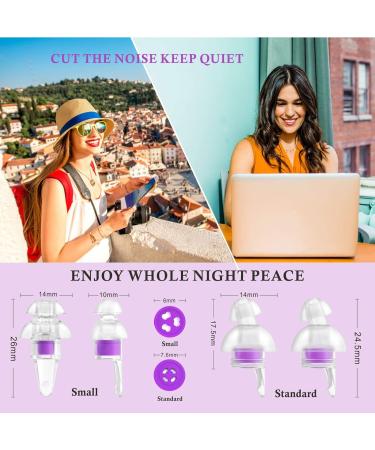 Heartrotek Earplugs for Sleep - 2 Pairs (32DB) Noise Reduction for Side Sleepers Snoring Travel Work Safety & Construction - Purple - Buy Online on GoSupps.com