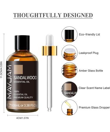 MAYJAM Sandalwood Essential Oil 100ML - Pure Fragrant Oil for Diffusers, Humidifiers, and DIY Projects - 100 ml (Pack of 1) - Buy Online on GoSupps.com