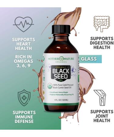 USDA Organic Certified Premium Black Cumin Seed Oil  Darkest Highest TQ Content 1.08 Percent  Nigella Sativa  Undiluted  Cold Pressed  No Solvents  Certified Vegan  Non-GMO (4 Ounce) - Buy Online on GoSupps.com