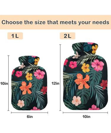NAANLE Retro Hawaiian Flower Hot Water Bottle | 1L Heat Therapy for Back Pain Relief & Hand/Foot Warmer | Hot & Cold Therapy - Buy Online on GoSupps.com