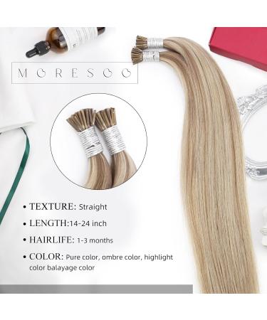 Moresoo Real Hair Extensions - 45cm Light Brown Keratin I-Tip Extensions | #9A/60 Silky 50s/40g 18 Inch - Buy Online on GoSupps.com