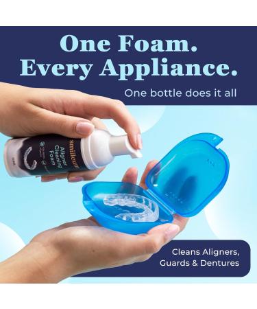 Smiileum Aligner Cleaner Foam - Aligner and Retainer Cleaner Foam for Invisalign Night Guards and Dentures Helps Remove Stains & Build-Up Keeps Appliances Clear Fresh Mint Flavor Travel-Friendly - Buy Online on GoSupps.com