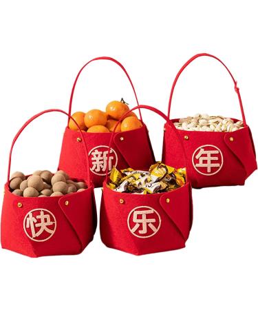 New Year Candy Basket - Festive Candy Gift Basket Non-Woven Fabric DIY Candy Basket Candy Tray for Home Kitchen New Year Jmedic - Buy Online on GoSupps.com